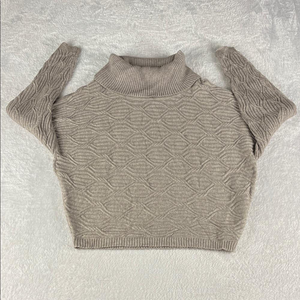 Cyrus Women's Small Taupe Cable‎ Knit Turtle Neck Sweater